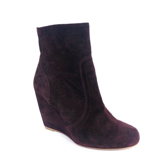 Joie Shoes - JOIE Merlot Suede Oakley Zip Up Wedge Ankle Bootie